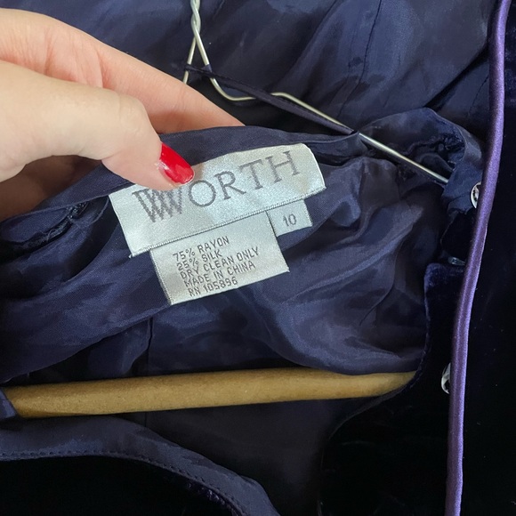 2-Piece Purple Blue Velvet Worth Suit, Size 8 (Jacket) and Size 10 (Pants) - Picture 5 of 8